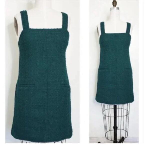 Abercrombie & Fitch Dress Small Green Tweed Boucle Wool Jumper Pockets New i26 - Picture 4 of 8